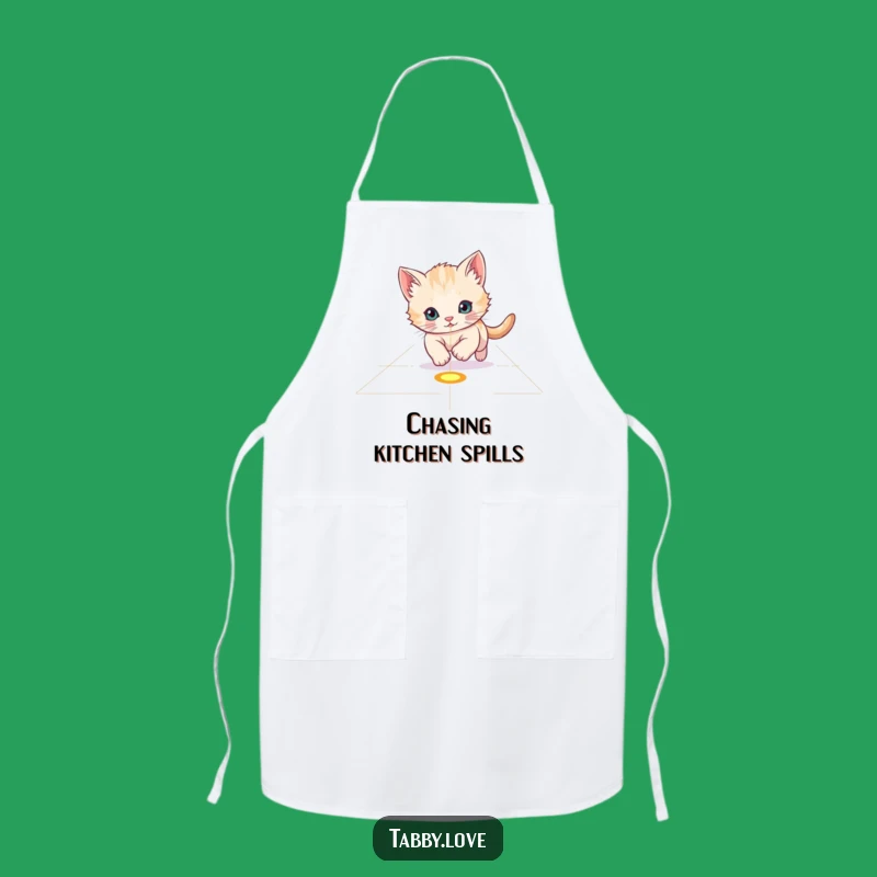 Funny Apron: Kitten Chasing Laser, Kitchen Fun For Pet Lovers