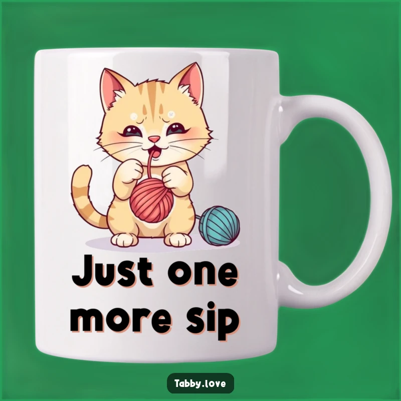 Funny Cat Mug: Mischievous Kitten Playing With Yarn, Hilarious Gift Idea