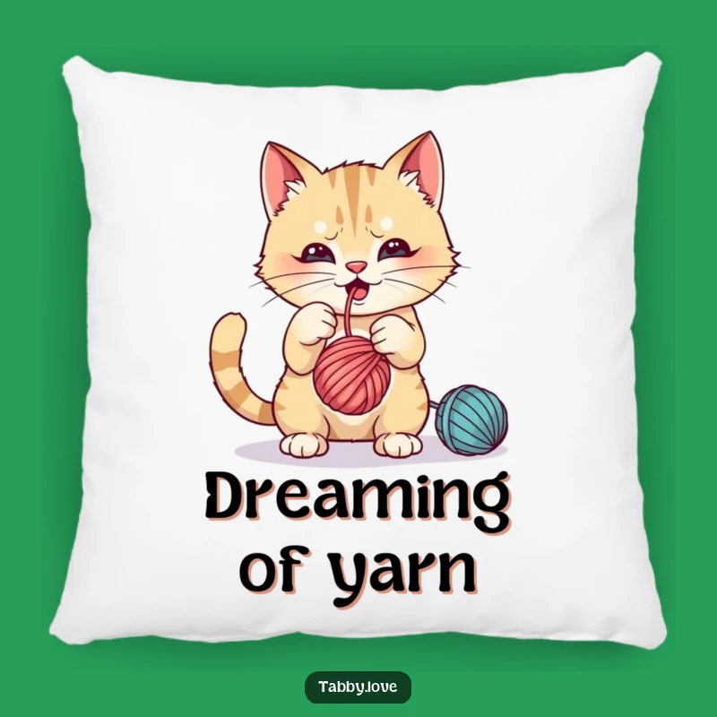 Funny Pillow: Cat Playing With Yarn, Comfy & Playful Accent