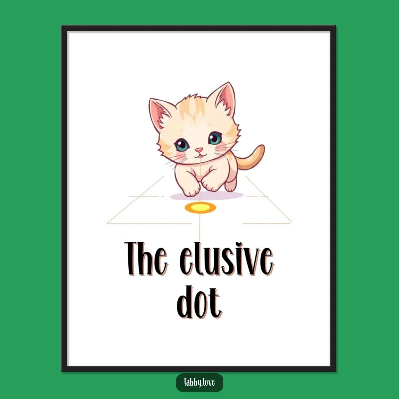 Funny Digital Art: Kitten Chasing Laser Dot, Instant Playful Decor