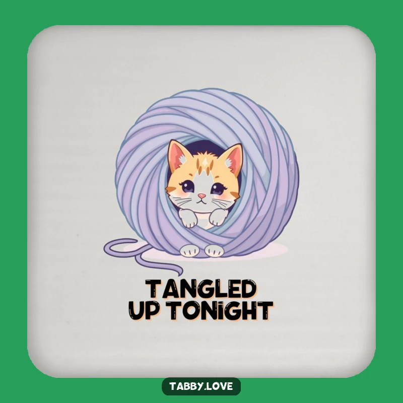 Funny Cat Yarn Drink Coaster - Protect Surfaces with Hilarious Style