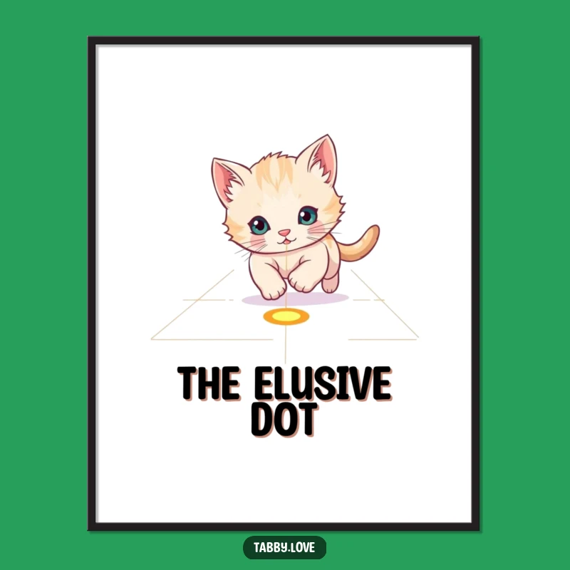 Funny Poster: Kitten Chasing Laser Dot, Whimsical Wall Art For Playful Spaces