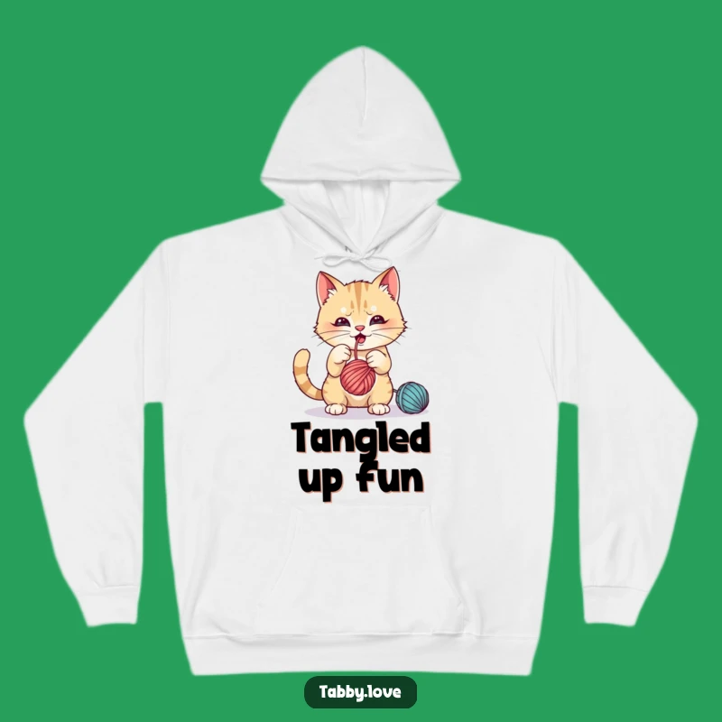 Funny Hoodie: Mischievous Cat With Yarn, Cozy & Playful Comfort