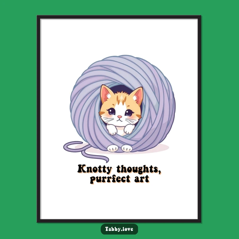 Free Printable Wall Art: Funny Cat Yarn Mischief, Downloadable Humorous Decor