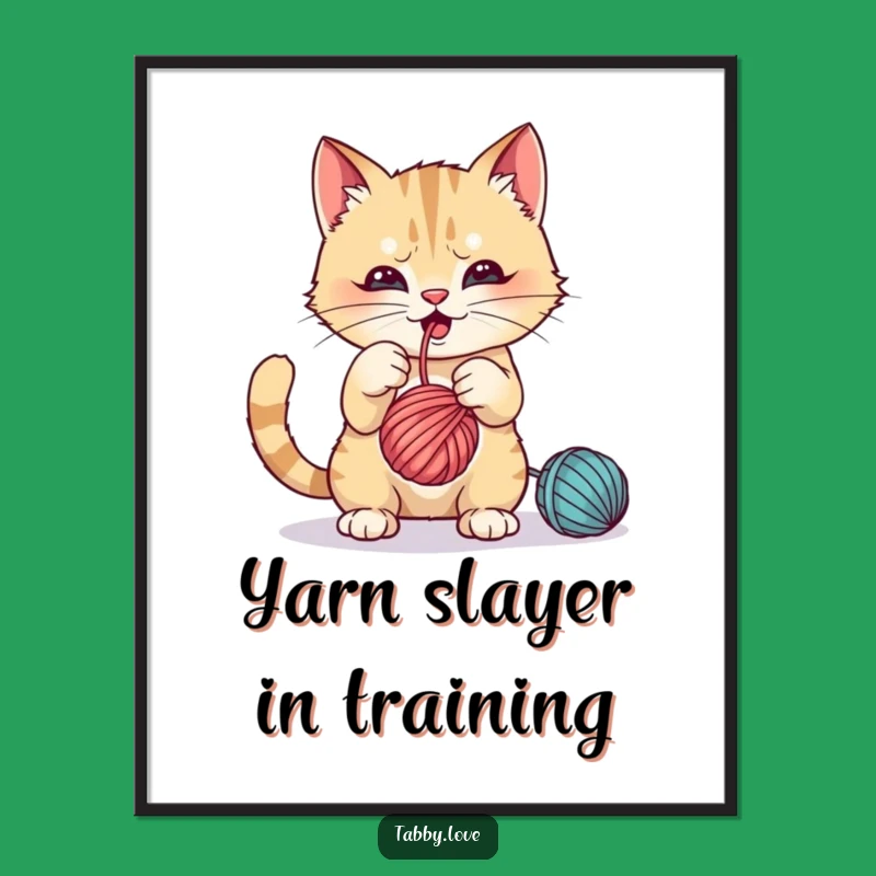 Funny Free Printable Wall Art: Cat Yarn Playtime - Whimsical Decor