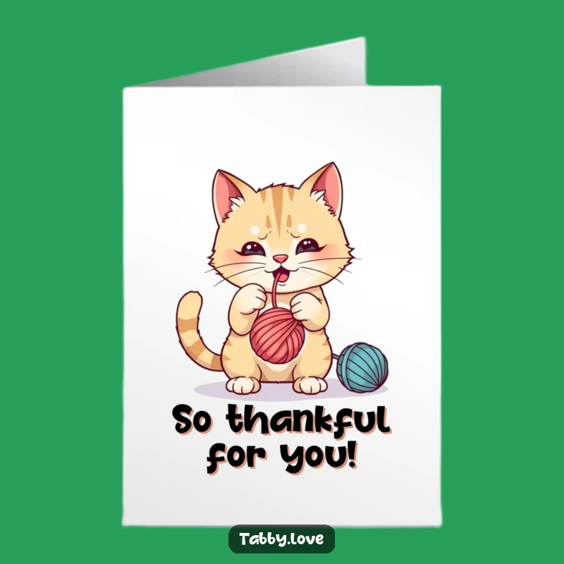 Funny Free Printable Thank You Card: Cat Yarn Antics - Thanks!