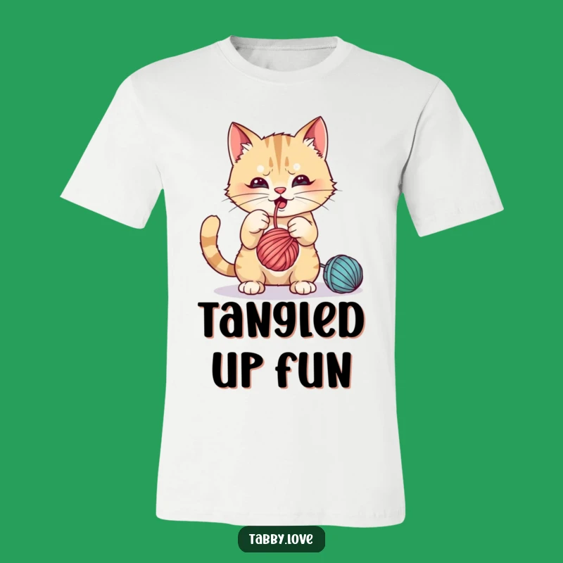 Funny T-Shirt: Mischievous Cat Playing With Yarn, Playful Style For Cat Lovers