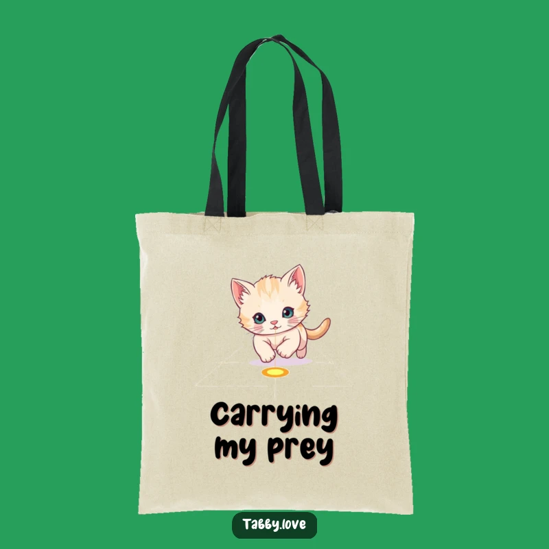 Funny Tote Bag: Kitten Chasing Laser Dot, Playful & Humorous Carry-All